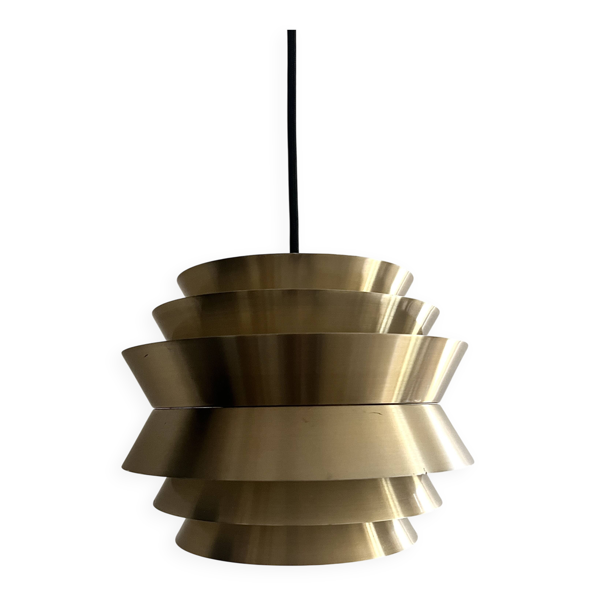 Brass & Lacquered White Aluminium Pendant Lamp by Carl Thore, design 1970