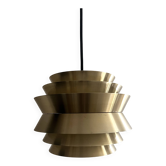 Lampe suspension Laiton & Aluminium Laqué Blanc par Carl Thore, design 1970