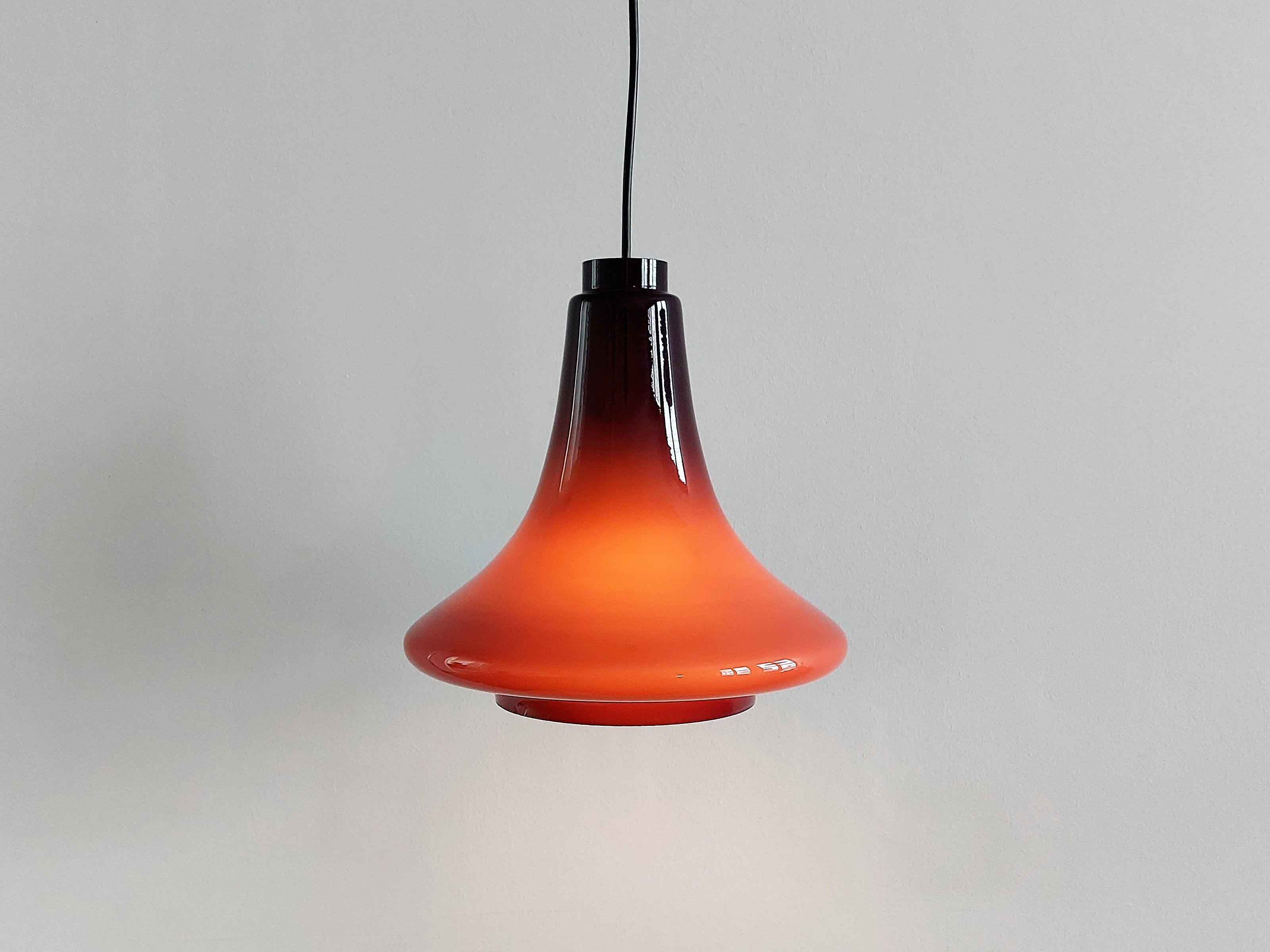 Purple glass pendant lamp by Hans Agne Jakobsson for Svera, Sweden 1960's