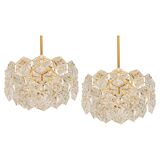 Small chandelier, brass and crystal glass by Kinkeldey, Germany, 1970s.