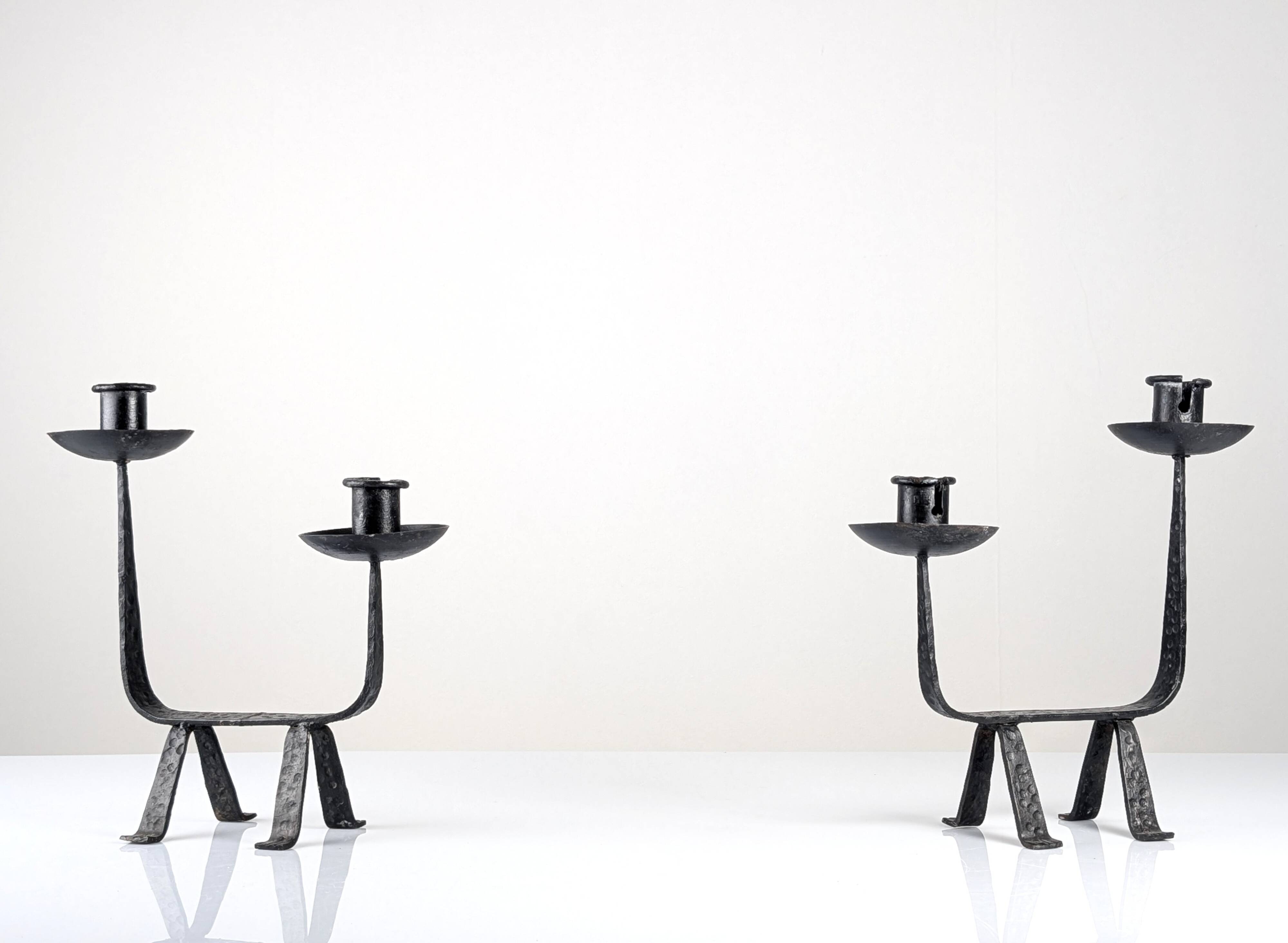 Pair of Wrought Iron Candleholders, 1950s
