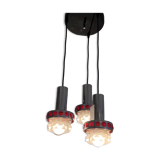 Pendant lamp 3 lights chrome - 70s