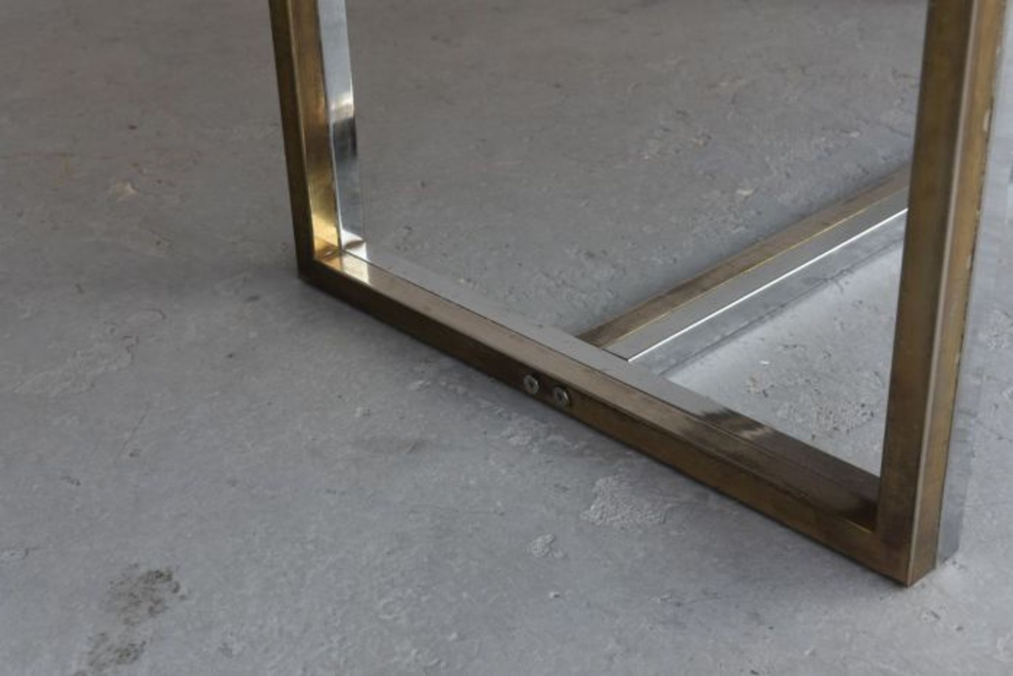 Vintage table 1970 chrome metal and glass