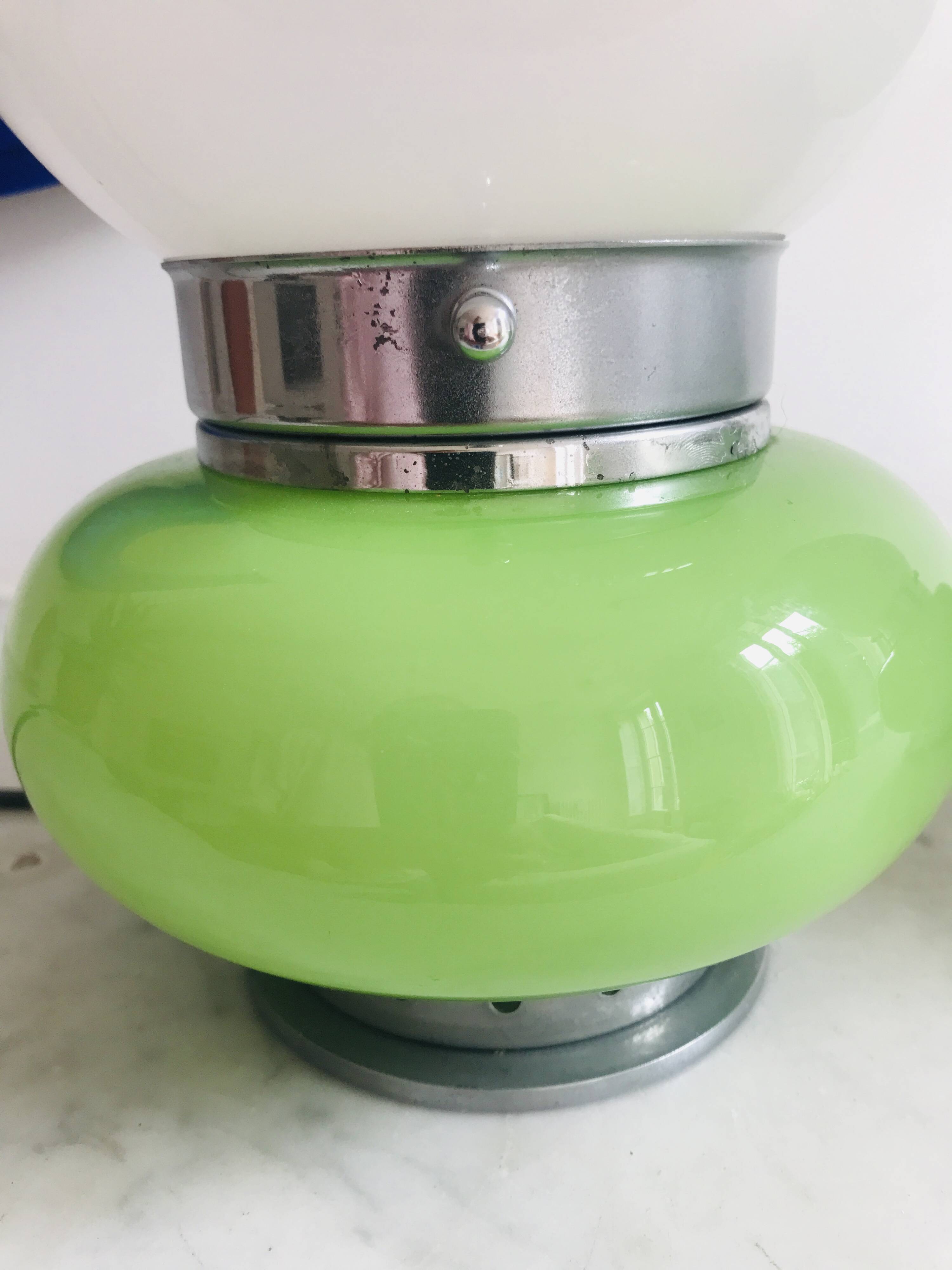 Pair of opaline glass desk lamps