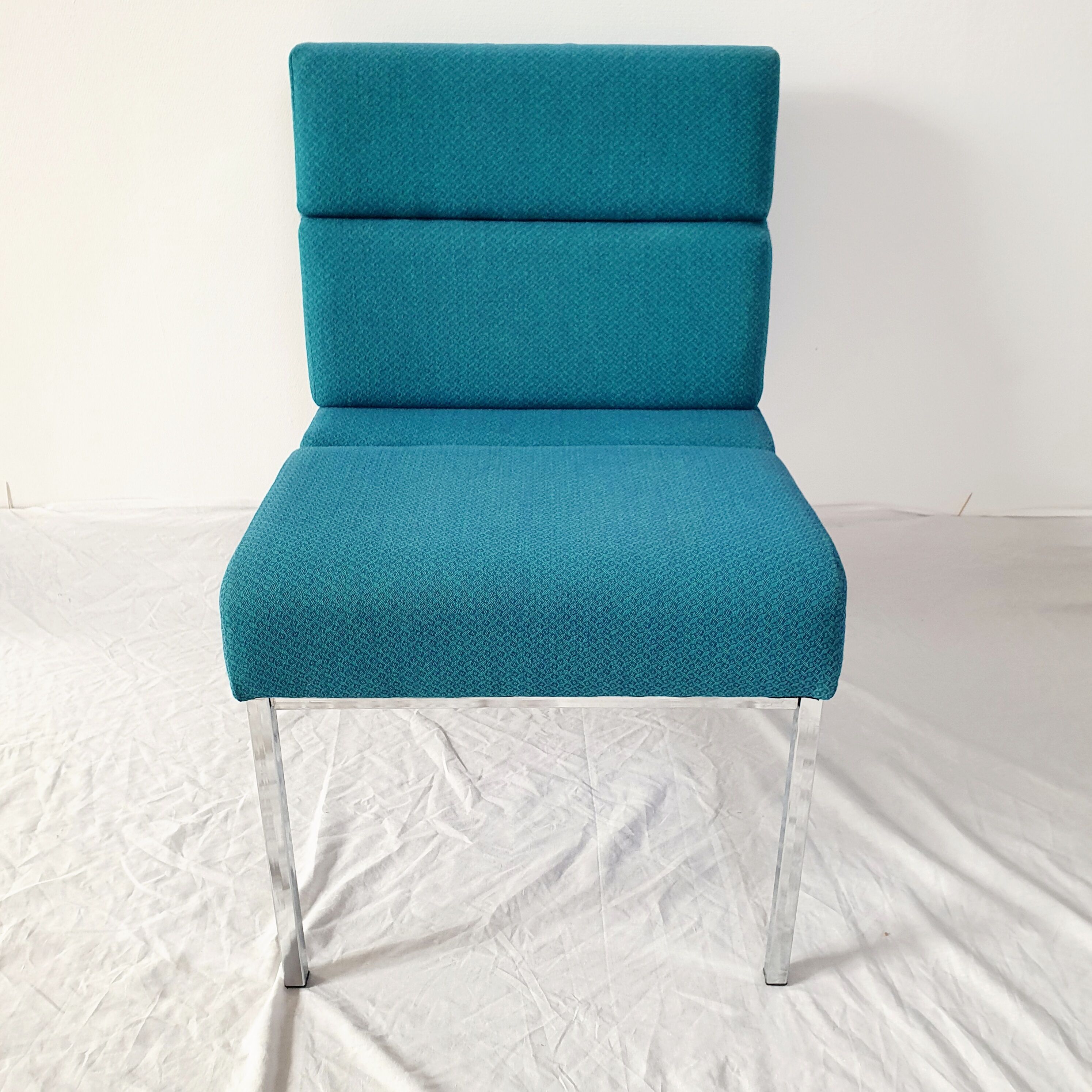 Vintage metal and fabric armchair