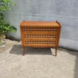 Vintage chest of drawers in wood and rattan