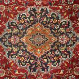 Vintage persian carpet handwoven red wool khorasan area rug- 338x243cm