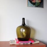 Dame jeanne ancienne en verre martelé