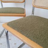 Pair of Marcel Breuer cane and fabric chairs