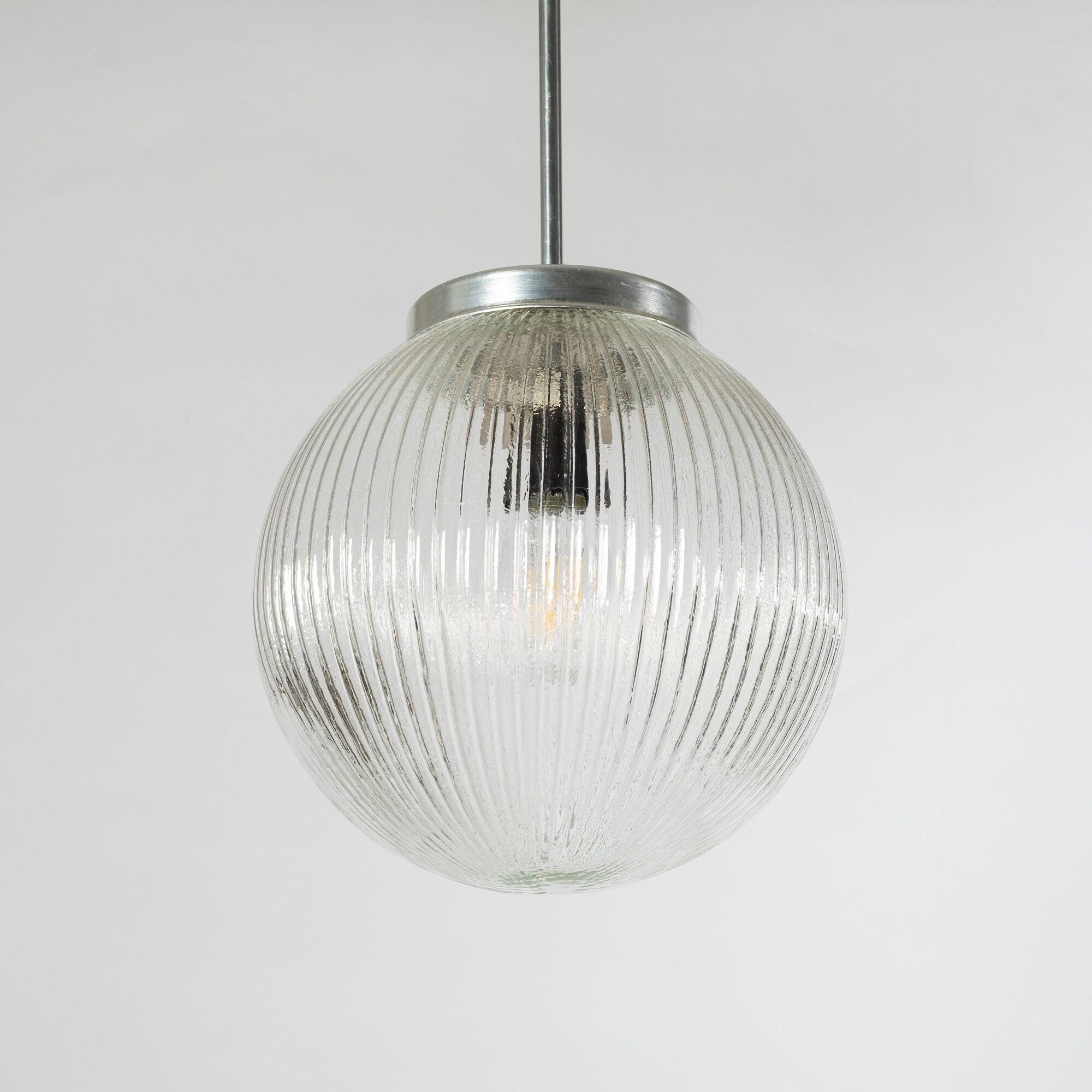 Suspension en verre clair nervuré, Tchécoslovaquie, années 1970