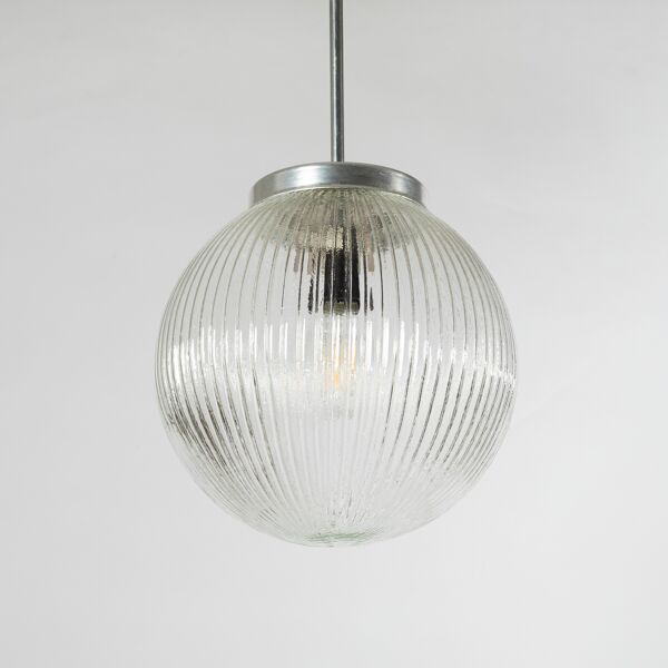 Suspension en verre clair nervuré, Tchécoslovaquie, années 1970