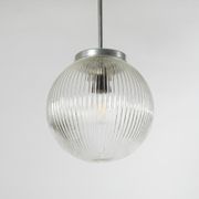 Ribbed clear glass pendant lamp, Czechoslovakia, 1970s
