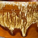 Ceramic salad bowl with beige drip glaze, 1970s pottery