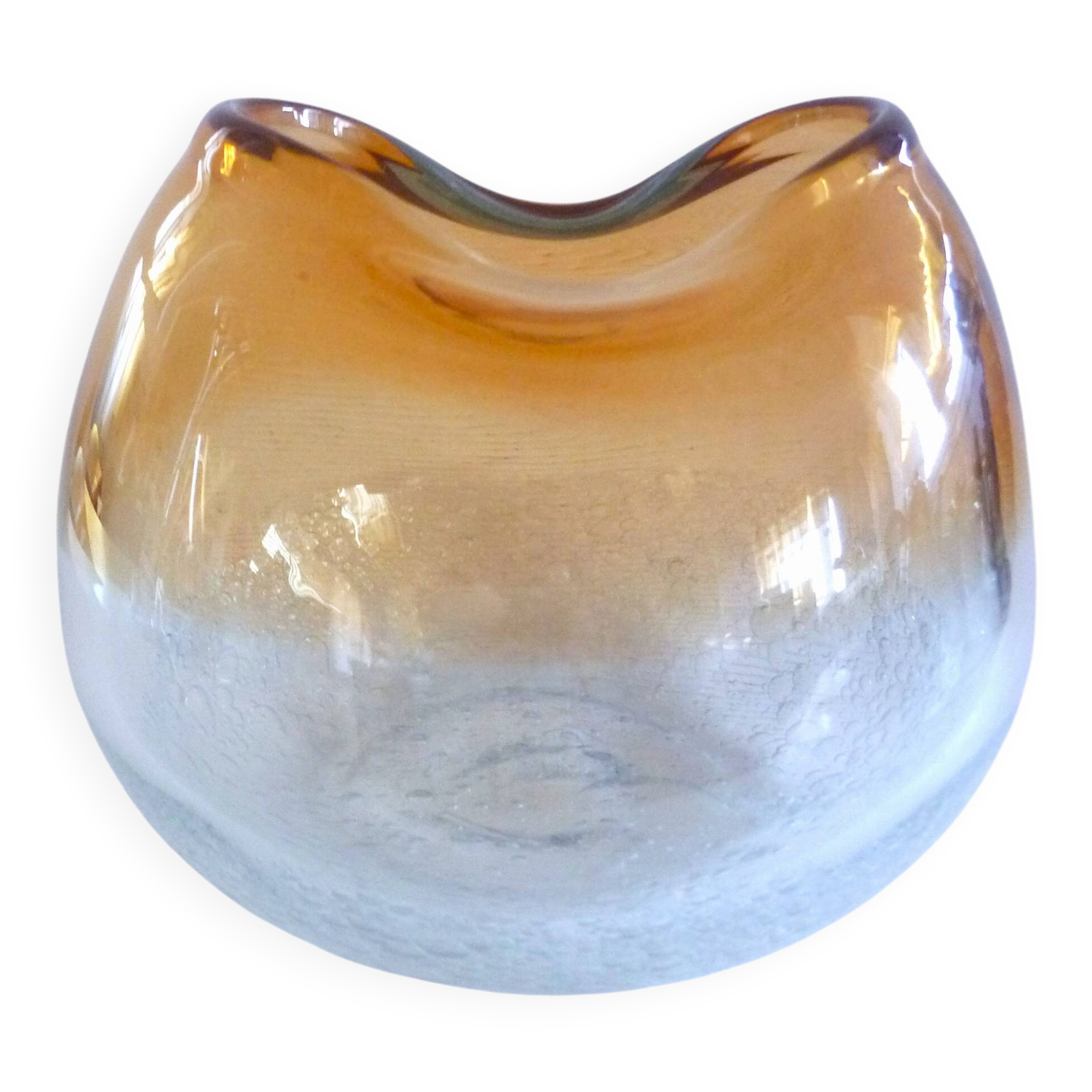 Murano bowl design ...guillemot...amber/transparent glass paste bul