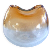 Vase boule design murano ...guillemot...pate de verre ambre/transparent bul