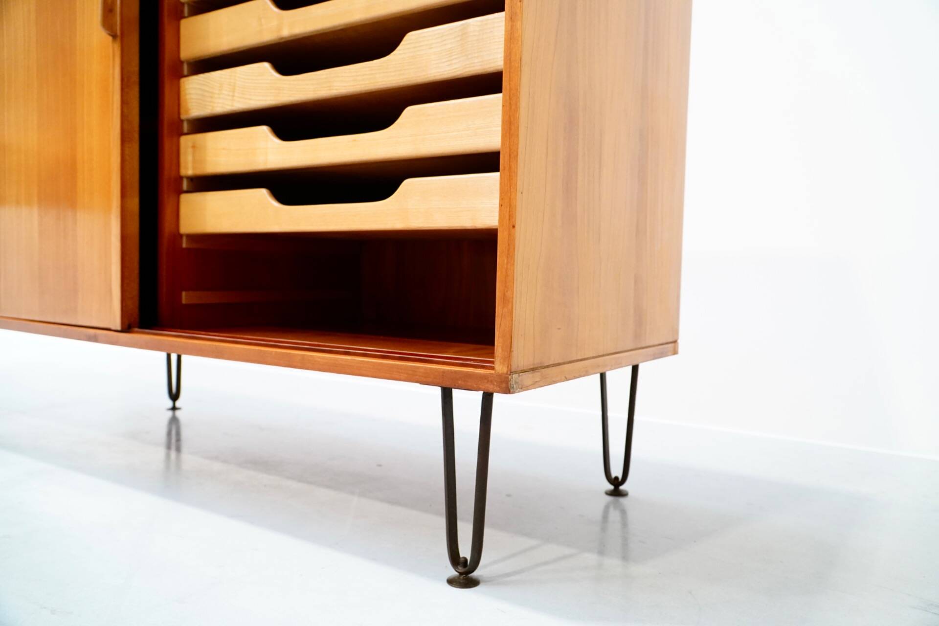 Alfred Hendrickx, Sideboard with Ceramic Art by Willy Meysmans