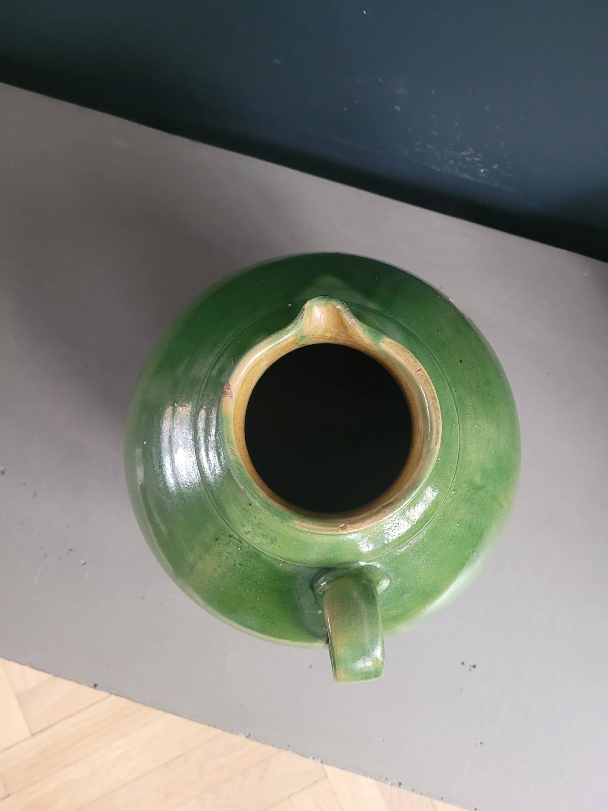 Green glazed terracotta jar