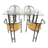 Post modern dining chairs and table, 1980s