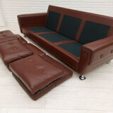 Danish 3-seater sofa, 70s, leather, original good condition