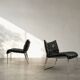 Chaises longues en cuir noir patchwork suédoises modernes du milieu du siècle d'IKEA