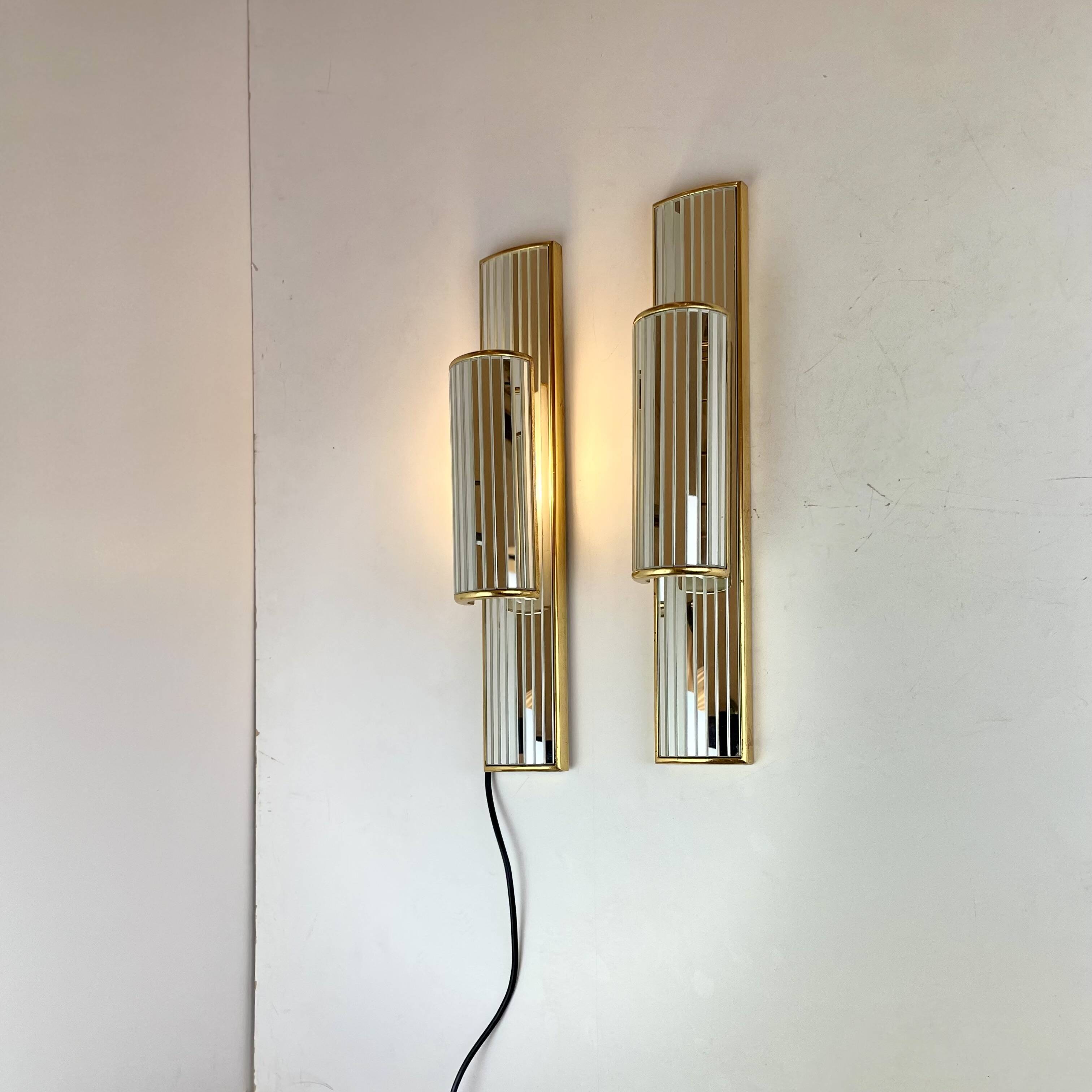Pair of Mirrored Sconces by Deknudt, 1980s