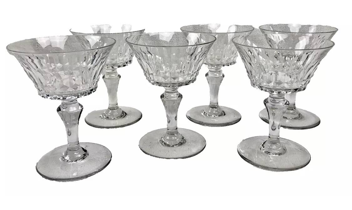 6 old Baccarat crystal champagne glasses Piccadilly model signed