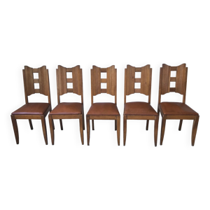 Suite de 5 chaises de style art