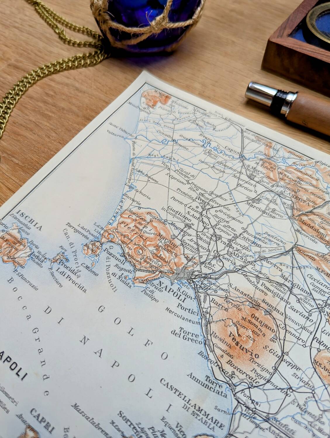 Printed in 1909, Bays of Naples and Salerno, Italy.