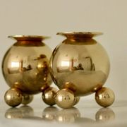 Pair of mid-century Swedish brass candle holders