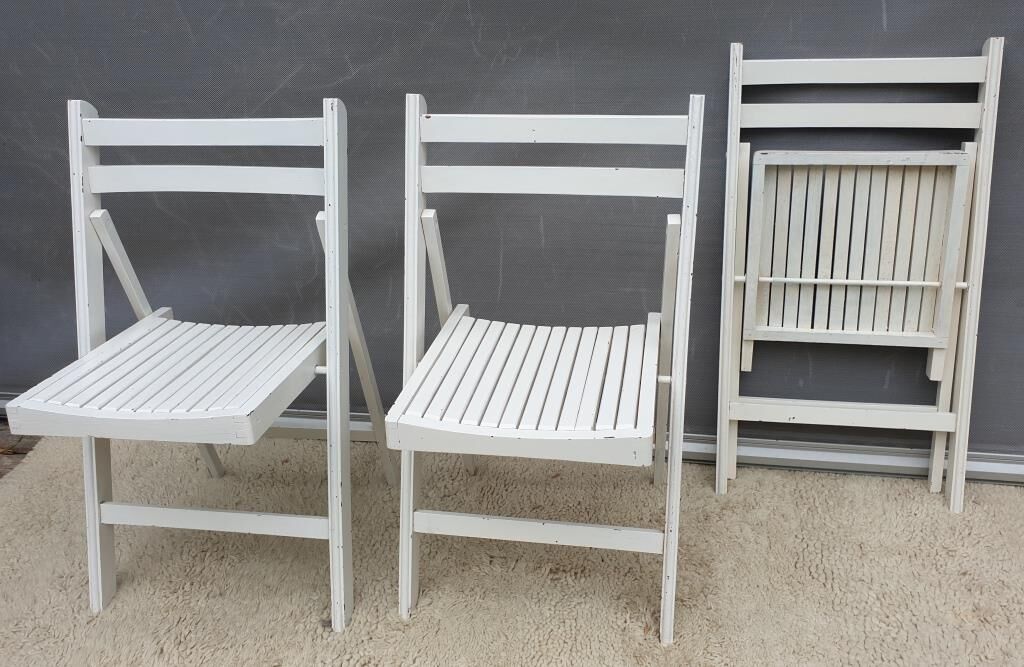 Set 3 folding chairs wood
