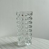 Rectangular crystal vase in thick glass, bouquet vase.