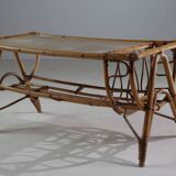 Vintage rattan coffee table, France 1960.