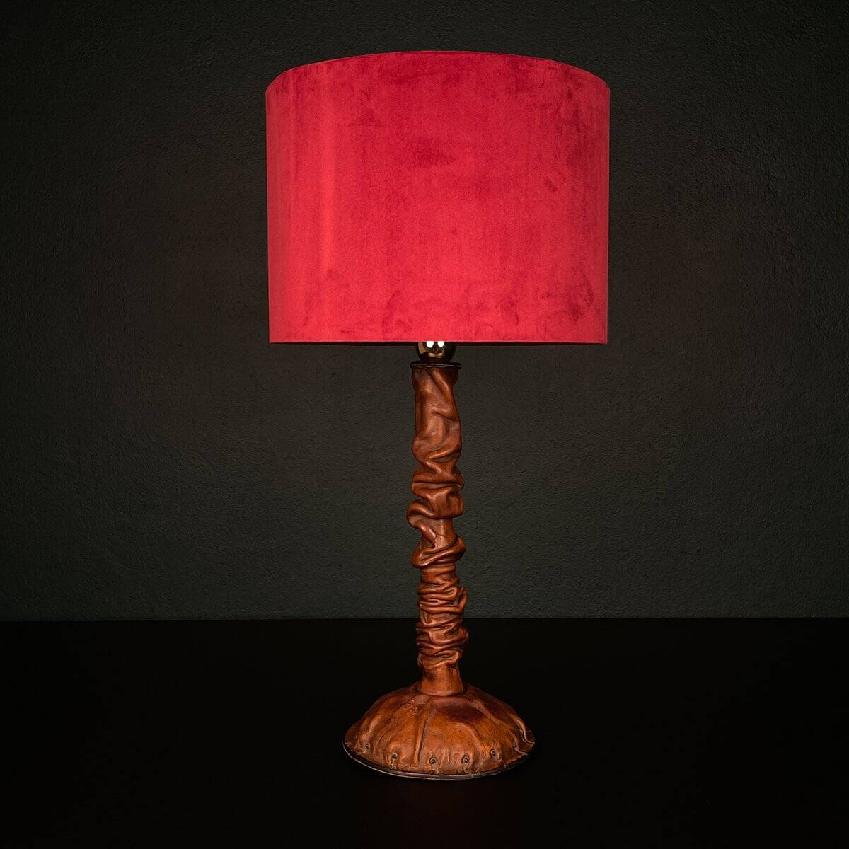 Lampe de table vintage en cuir italien, années 1950
