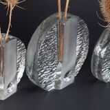 set of 3 round solifleur BLOCK VASES walther glas 60s 70s op art