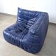 Michel Ducaroy Ligne Roset Blue Leather Togo Corner Sofa France 1980s