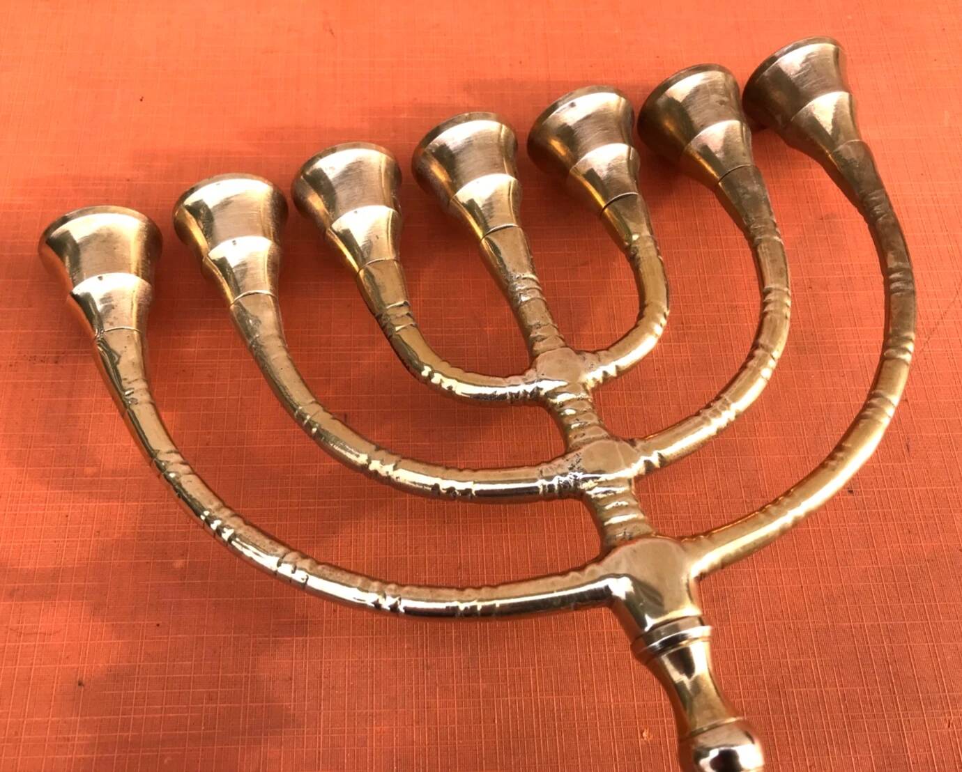 Menorah Chandelier 7 branches Polished Brass