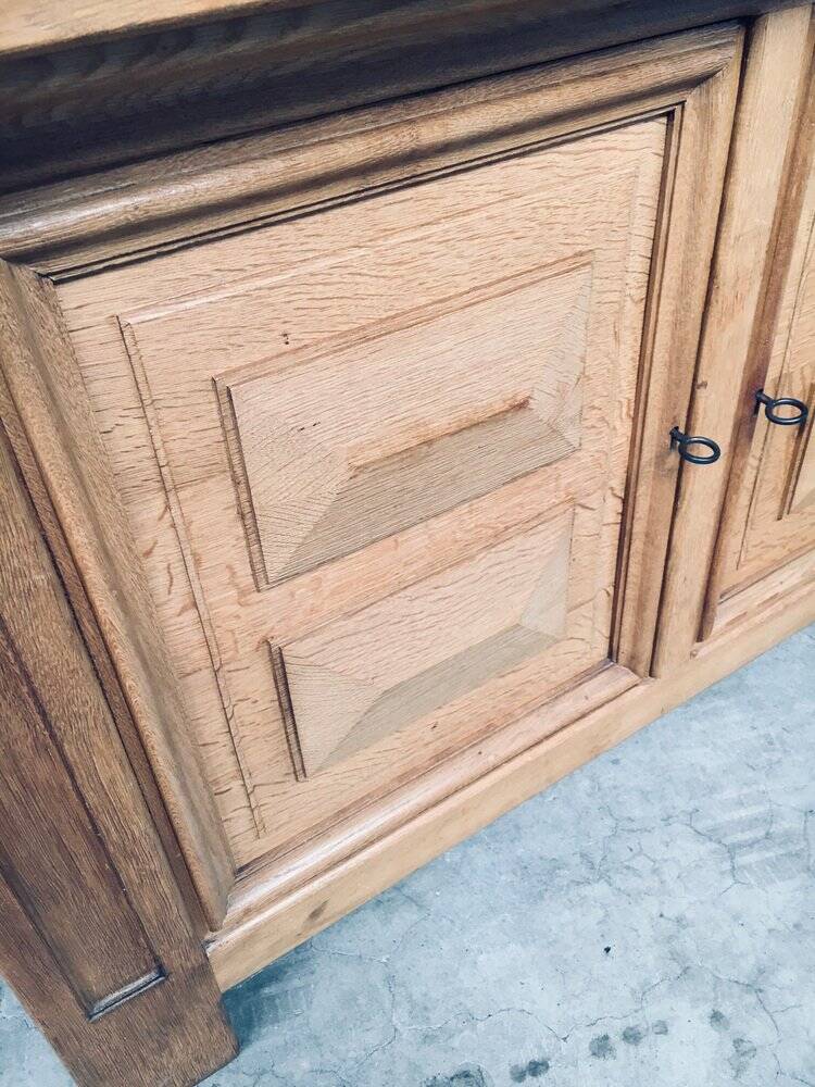 Brutalist Handcrafted Oak 2 Door Cabinet, Belgium, 1950s