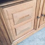 Brutalist Handcrafted Oak 2 Door Cabinet, Belgium, 1950s