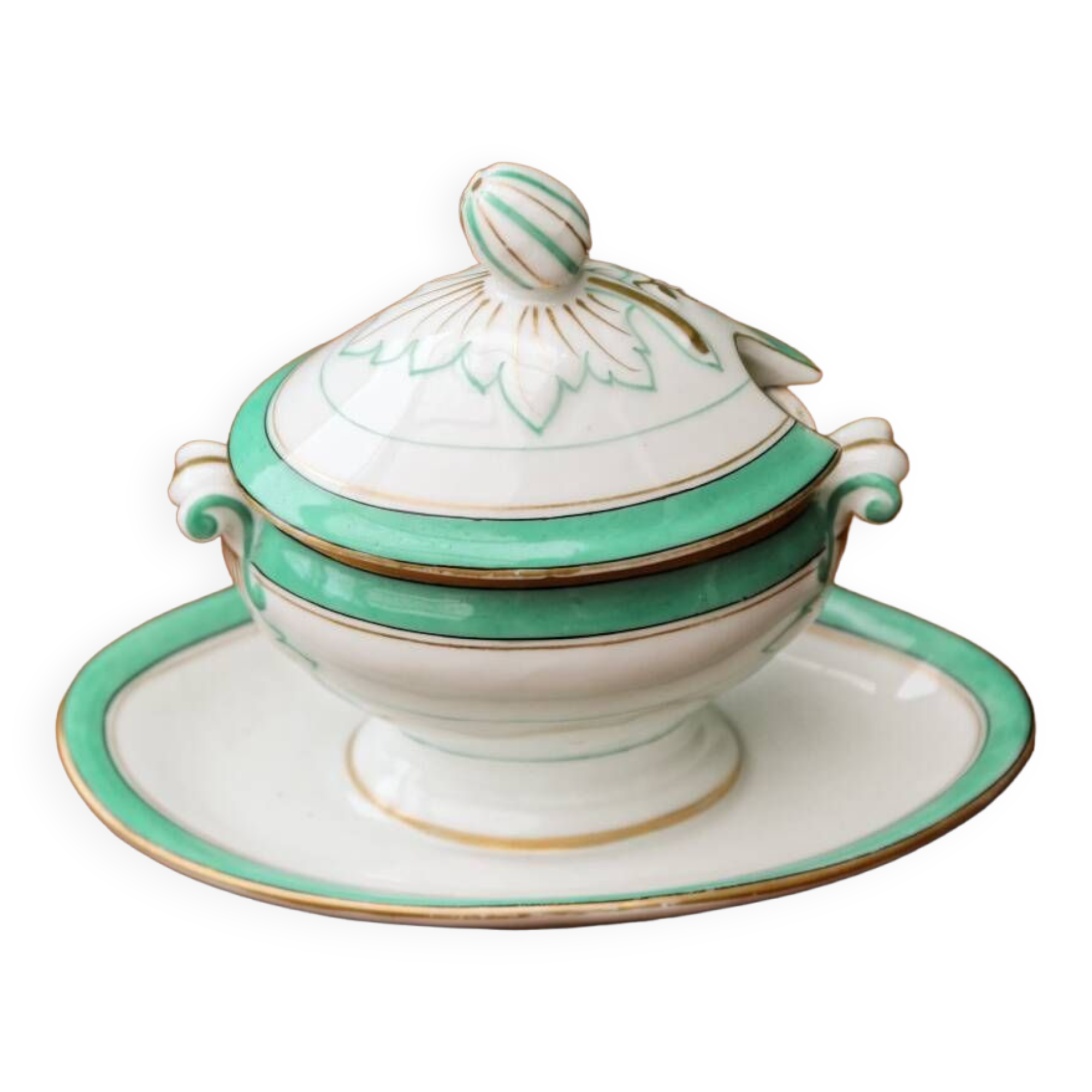 Antique mustard pot in Paris porcelain