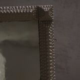 Wall mirror in tramp art style, hand-carved with a painted white frame, early 1900s.