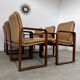 Lot 6 chairs armrests vintage 70s Scandinavian design leather and wood