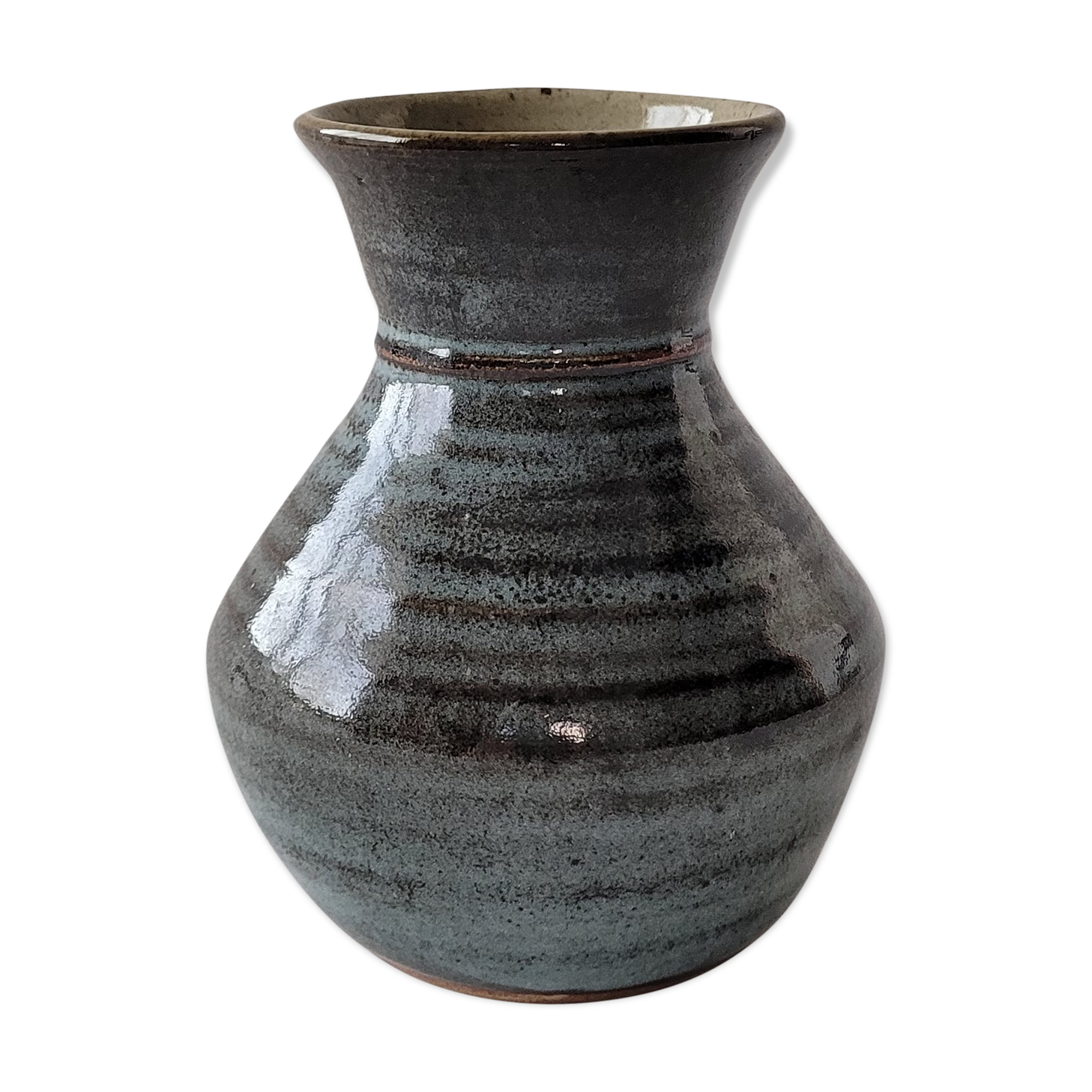 Small blue enamelled vase