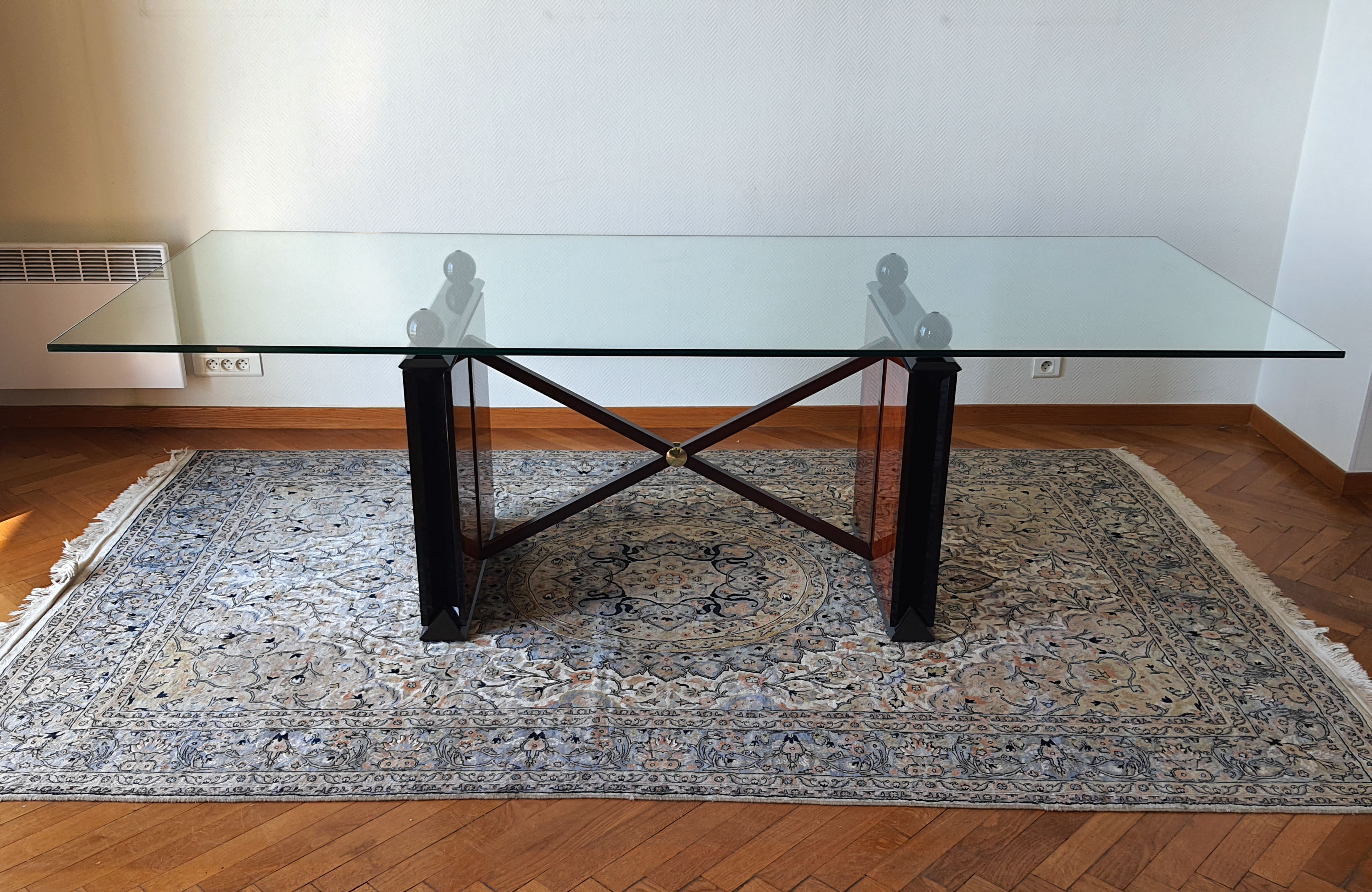 Contemporary glass dining table 240 cm 8 pers.