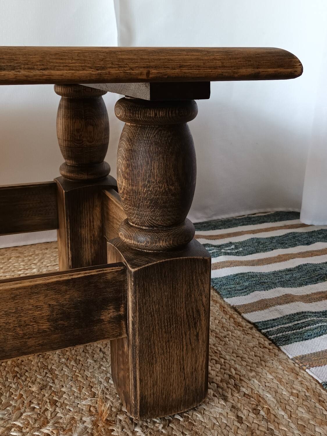 Vintage Brutalist Solid Oak Coffee Table