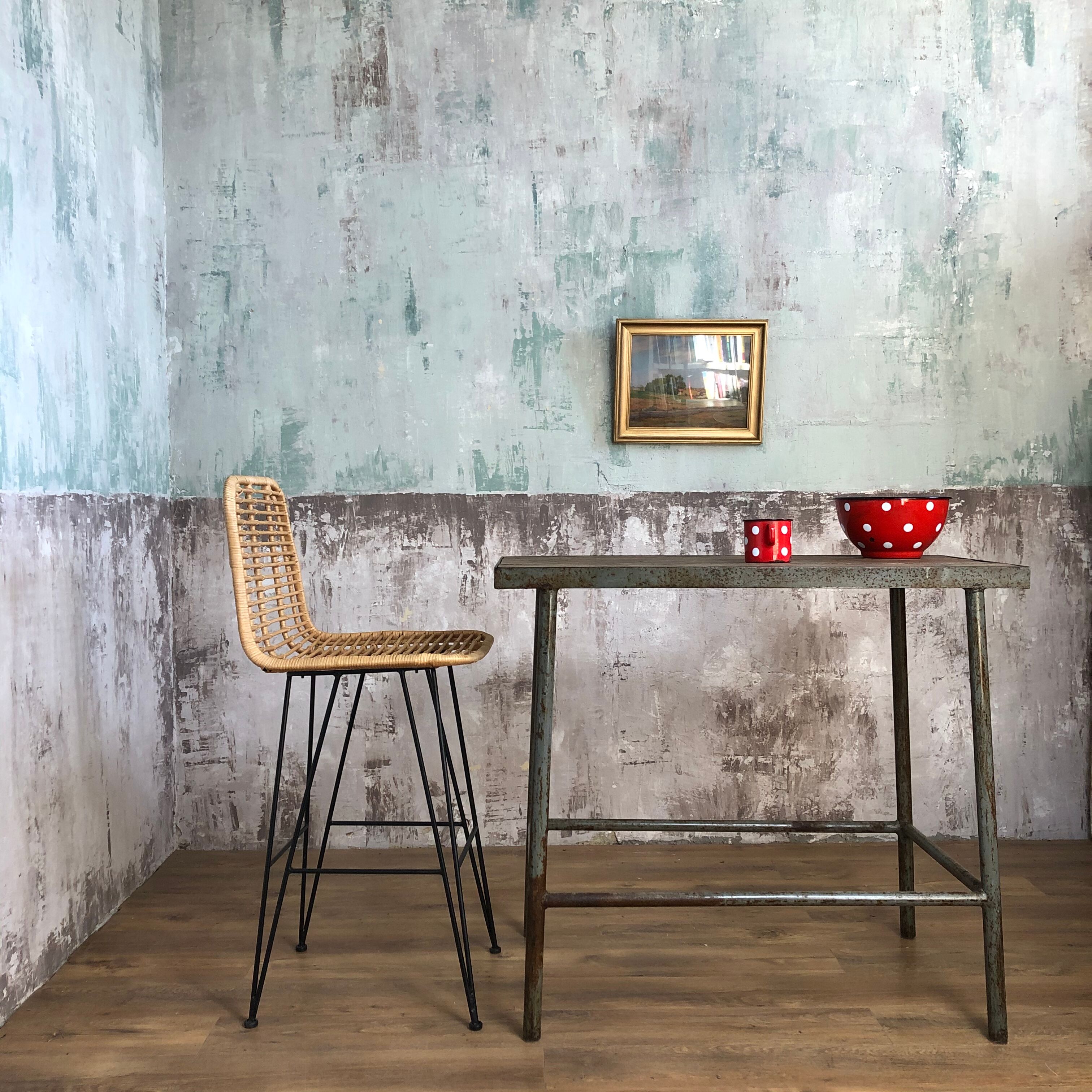 Table haute industrielle métal et bois