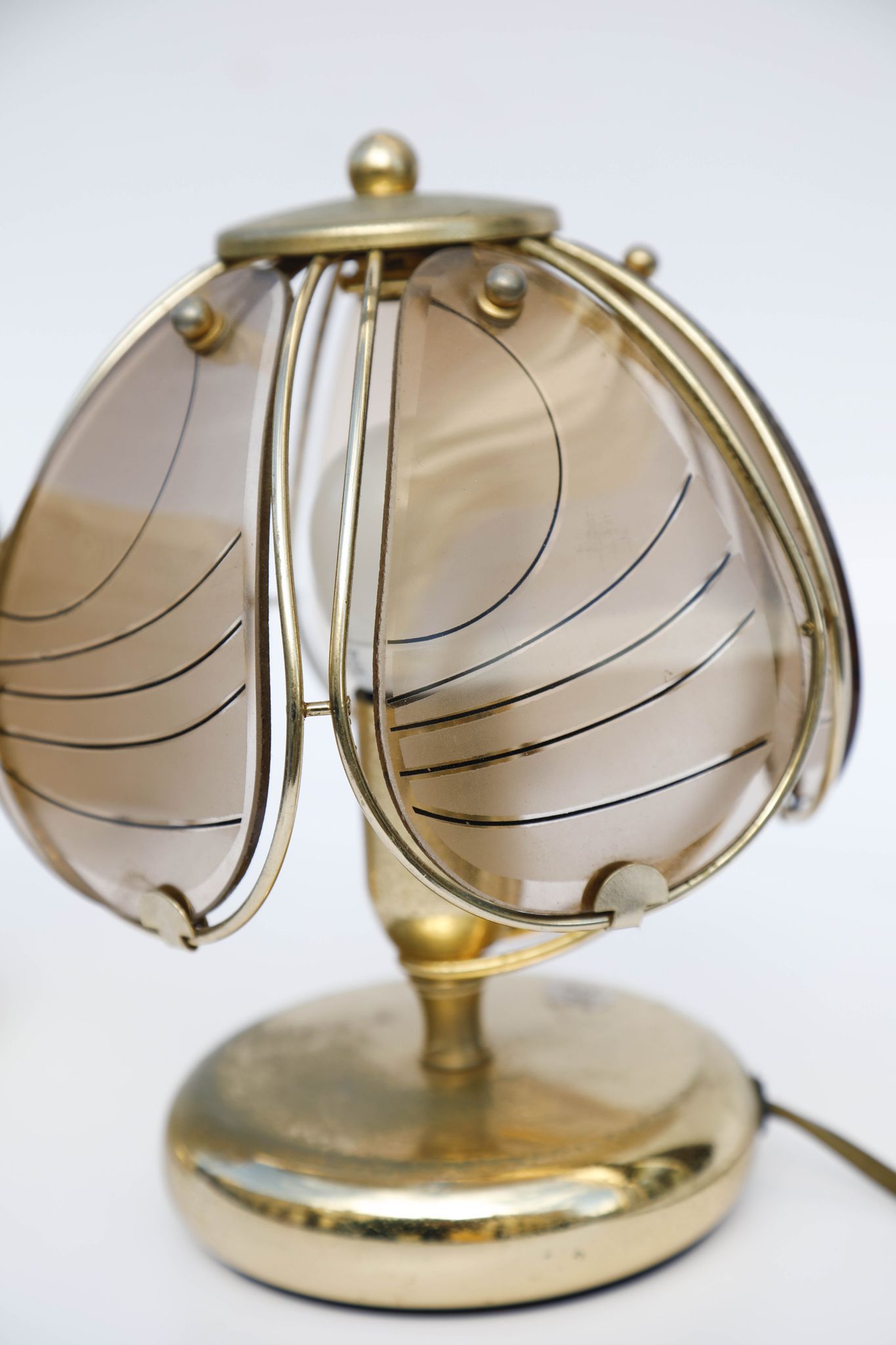 Pair of mushroom lamps smoked glass Years 40