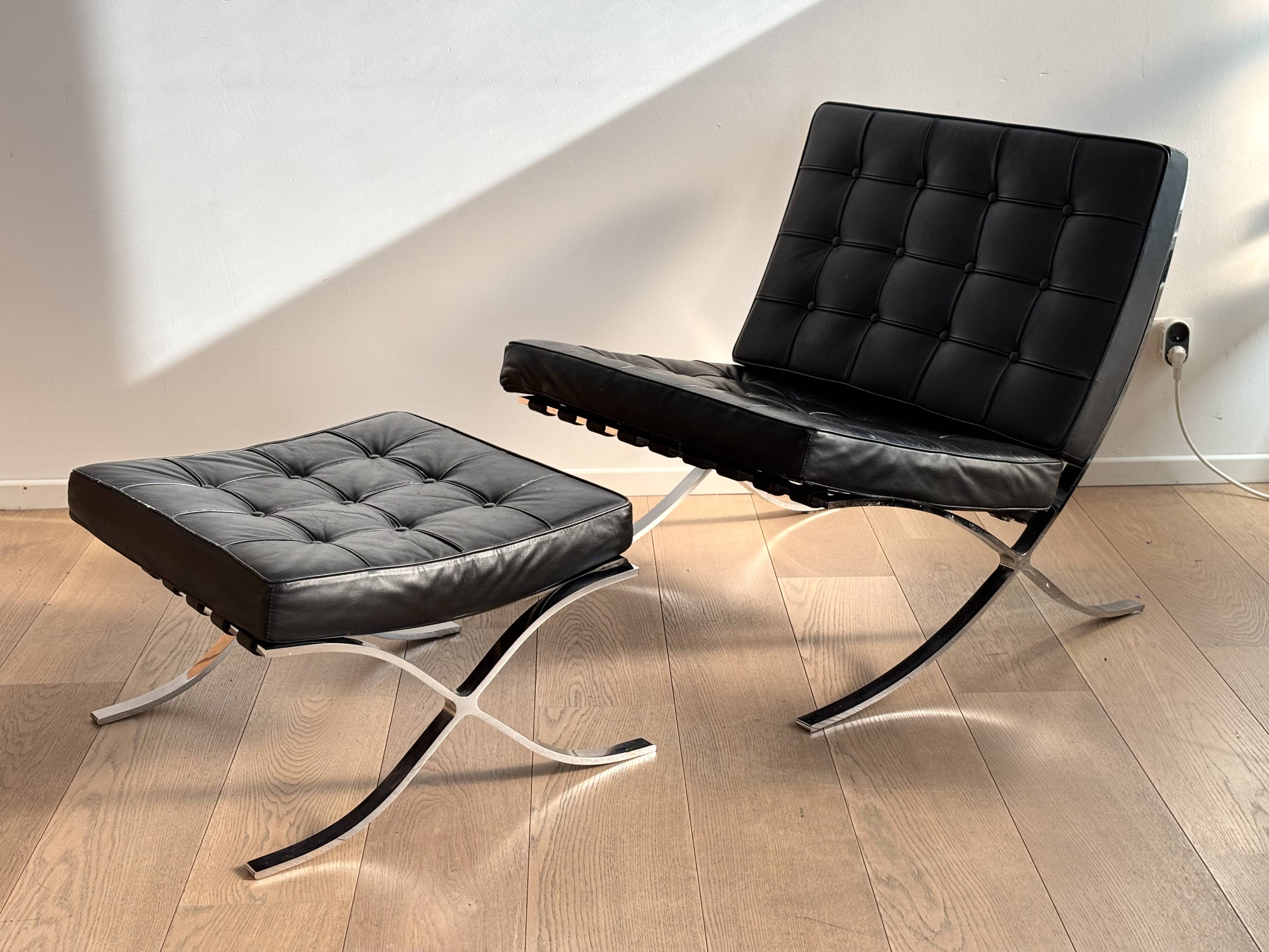 "Barcelona" chair and ottoman by Mies van der Rohe