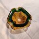 Murano green and yellow blown glass ashtray, 1970