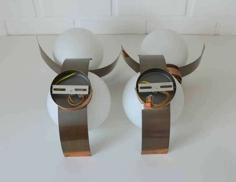 Vintage wall lamp, 1 of 4, brutalist sconce, copper ceiling light 1970's