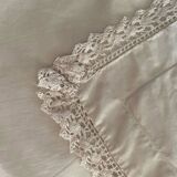 Taie d oreiller ancienne coton et dentelle .